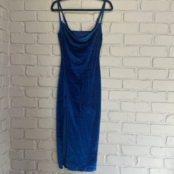 NEW Elegant Blue Velvet Dress size L - Picture 7 of 7